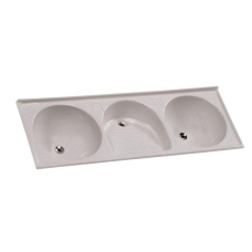 LAVANDERIA SINTÉTICA 3 CUBAS 145X52CM PC - PEDRA CLARA