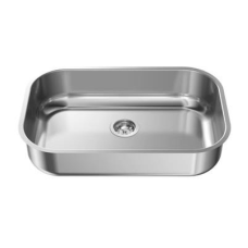 CUBA INOX Nº02 RETANGULAR 56X35X14CM POLIDA AÇO 430 FURO 3.1/2