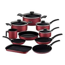 PANELAS ALUMÍNIO CONJUNTO 10 PEÇAS TURIM VERMELHO SORTIDO