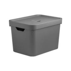 CAIXA ORGANIZADORA CUBE M 18L COM TAMPA CHUMBO FECHADO