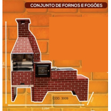 CHURRASQUEIRA CONJUNTO FORNO E FOGÃO TIJOLO VERMELHO 2,25M X 2,50M