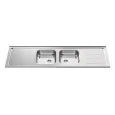 PIA INOX AÇO 430 2 CUBAS 2,0M X 56CM X 110MM PIA PLUS 30 ESCORREDOR