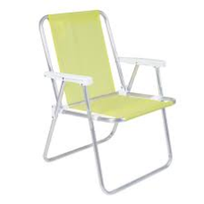 CADEIRA DE PRAIA ALTA POLIETILENO AMARELA NEON