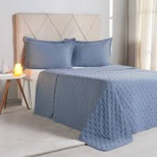 KIT COLCHA MIRAGGIO QUEEN 2,40M X 2,60M AZUL COBALT