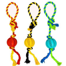 BOLINHA RUGBY DENTAL PLAY CORDA COM ALÇA 7CM X 50CM SORTIDO