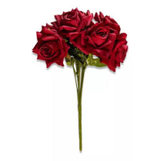 BUQUÊ DE ROSA ARTIFICIAL 7 ROSAS DECORAÇÃO 44CM - VERMELHO