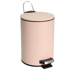 LIXEIRA AÇO INOX MULTIUSO REDONDA C/ PEDAL ROSA MATTE 3 LITROS