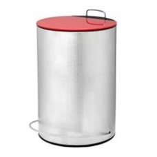 LIXEIRA AÇO INOX REDONDA TAMPA ABS VERMELHA C/ PEDAL 5 LITROS LIXEIRA AÇO INOX REDONDA TAMPA ABS VERMELHA C/ PEDAL 5 LITROS