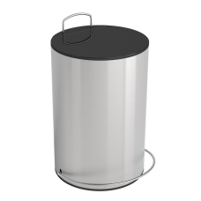 LIXEIRA AÇO INOX REDONDA TAMPA ABS PRETA C/ PEDAL  5 LITROS
