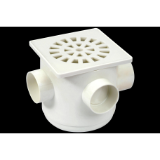 CAIXA SIFONADA PVC 100X100X40MM GRELHA QUADRADA BRANCA 2258