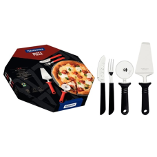 KIT PIZZA 14 PEÇAS LÂMINAS DE AÇO E CABOS POLIPROPILENO PRETO