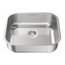 CUBA INOX Nº03 RETANGULAR 40X35X14CM POLIDA AÇO 430 FURO 3.1/2