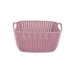 CESTO TRANÇADO RETANGULAR ALTO MÉDIO ROSA ANTIGO