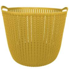 CESTO TRANÇADO CIRCULAR GRANDE MOSTARDA