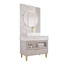 GABINETE BARILOCHE 70 CM - PLATINA/CALACATA