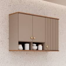 ARMÁRIO AÉREO ÁGATA 1,14M - CAPPUCCINO/FREIJÓ