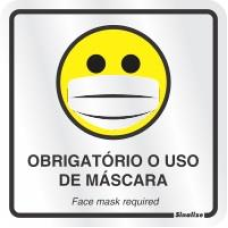 SINALIZAÇÃO 15X15CM OBRIGATÓRIO USO DE MÁSCARA - ALUMÍNIO