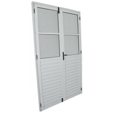 PORTA ALUMÍNIO 2 FOLHAS VENEZIANA 2 VIDROS LISO 210X120CM BRANCA