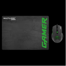 MOUSE E MOUSEPAD GAMER 3200DPI PRETO E VERDE(COMBO) - MO273