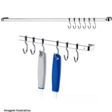 BARRA PIATINA 60CM C/ 6 GANCHOS - 2412 DE R$ 114,99 POR