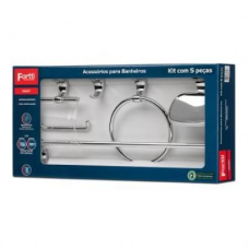 KIT BANHEIRO PVC 5 PEÇAS FORTTI CROMADO 2000 F22