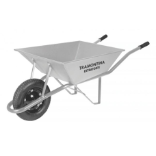 CARRO DE MÃO BRAÇO METÁLICO CAÇAMBA QUADRADA METÁLICA EXTRAFORTE 65L PNEU EM BORRACHA