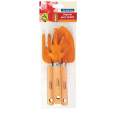 CONJUNTO DE FERRAMENTAS P/ JARDIM 3 PEÇAS CABO DE MADEIRA