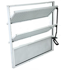 BASCULANTE ALUMÍNIO  60 X  60CM BRANCO VIDRO LISO