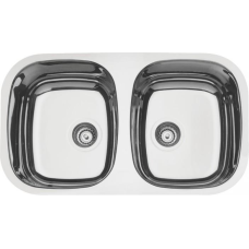 CUBA INOX RETANGULAR DUPLA 77X45X15CM AB AÇO 304 C/ VÁLVULAS