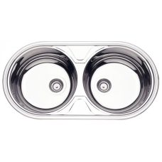 CUBA INOX REDONDA DUPLA 84X44CM AB AÇO 304 C/ VÁLVULAS